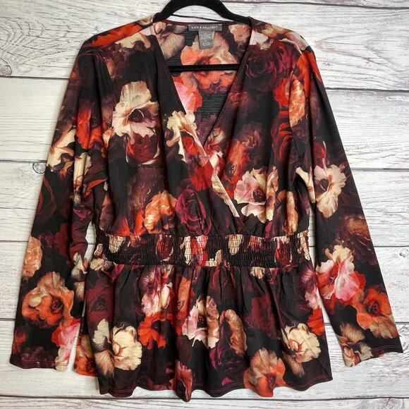 NWOT Kate & Mallory Baby Doll Blouse Size XL Floral Pink BOHO Feminine Fairy - Picture 1 of 10